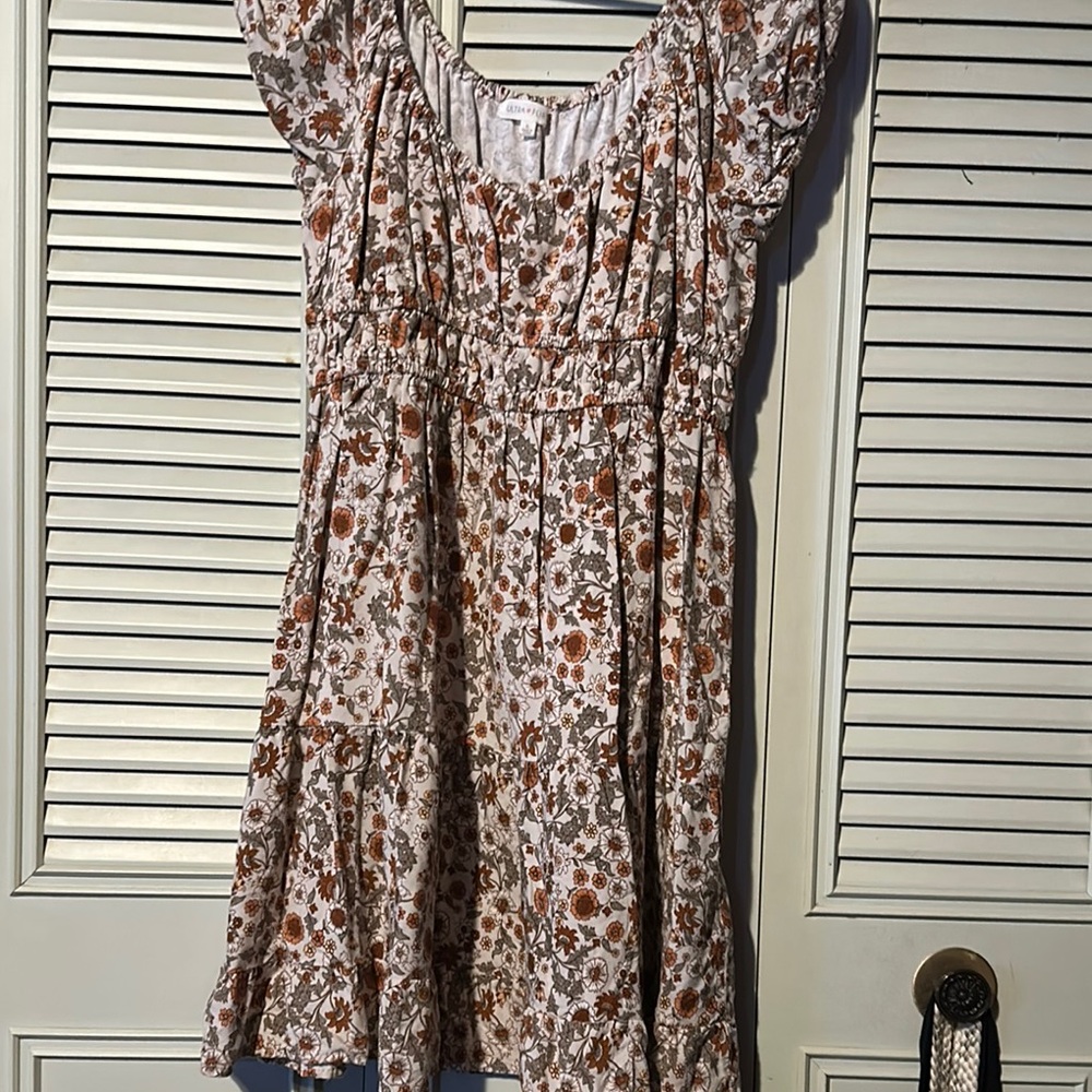 Floral Print Dress with Ruffled Sleeves